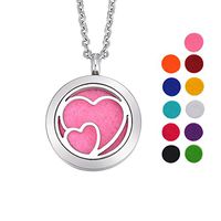 VALYRIA Aromatherapy Essential Oil Diffuser Necklace-Stainless Steel Love Heart Locket Pendant,11 Refill Pads