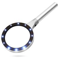 Reading Magnifier,10X Portable Handheld Optics Focusing Mirror,Reading Glasses,Circular LED Lighting Design,Page Magnifying Mirror,Child And Old Man Read HD Imaging Tool (Does Not Contain Battery)