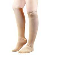 ASRocky Graduated Compression Socks Anti-Fatigue Antimicrobial Calf High Below Knee Mens Womens Sock Leg Foot Ankle Heel Support Pain Relief Stockings Reduce Swelling (1 Pair, Lg/XL, Beige)