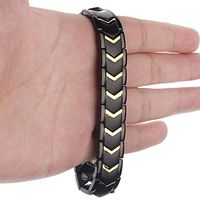 HAIHF Men's Bracelet,Titanium Steel V-Magnetic Bracelet,Titanium Therapy Bracelets Healthy Sleek Cuff Wristband for Relief Pain with Free Link Removal Tool,Black