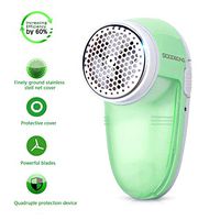 Fabric Shaver Defuzzer, Electric Lint Remover, Rechargeable Sweater Shaver with Replaceable Stainless Steel 3-Blades, Dual Protection, Removable Bin, Easy Remove Fuzz, Lint, Pills, Bobbles