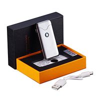 Lighters Usb Arc Lighter Rechargeable Flameless Windproof Plasma Coil Electric Cigar Cigarette Lighter 2 in 1 Touch (Silver)