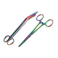 LAJA IMPORTS New Premium Multi Titanium Rainbow Color Lister Bandage Scissors 7.25" + Straight Hemostat Forcep 5.5" (Set of 2)