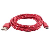 Water & Wood 2 Meter 6.5ft Micro USB Nylon Coated Data Sync Charging Cable Red