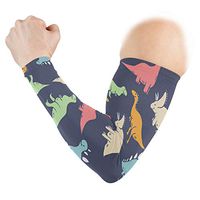 Cartoon Dinosaur Unisex 2Pcs Arm Protection Sleeve UV Sun Guard Tattoo Compression Sleeves for Outdoor/Basketball/Football/Cycling/Running/Farm/Work