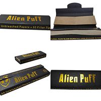 5 x 50 Alien Puff 'Black & Gold' 1.25 Sized Unbleached Rolling Papers & Tips