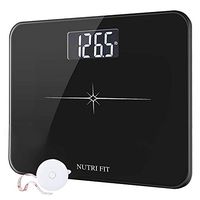 Extra-Wide/Ultra-Thick Digital Body Weight Bathroom Scale with Body Tape Measure from NUTRI FIT, Step-on Technology,400 Pounds,Large Easy Read Backlit LCD Display Black