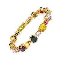38 Copper Gold Zircon Bracelet for Arthritis Magnetic Therapy Bracelets (Multicolor, 7.8(in))