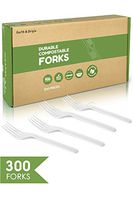 [300 Pack] Compostable Forks - Plant-Based CPLA Forks - Disposable Forks - Compostable Forks for Lunch, Dinner, Party