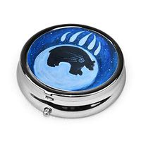 Bear Clan Native American Custom 2.1 Inches Round Pill Box Tablet Medicine Pocket Purse Travel Pill Vitamin Decorative Box Case Holder
