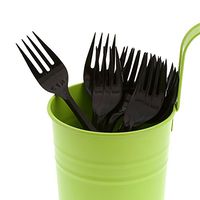 AmerCare Medium Weight Black Polypropylene Forks, Case of 1000
