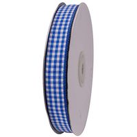 ATRibbons 50 Yards 5/8 Inch Wide Checked Ribbon Polyester Gingham Ribbon for Gift Wrapping,Hair Bows and Craft (Blue)