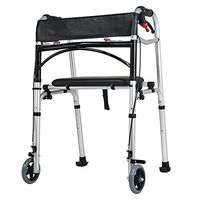 DMZY Walkers with Manual Brake, Sled Mat, 2 Wheels, Waterproof Leather Seat Profession Medical Walking Frames