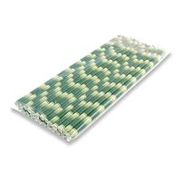 100% Biodegradable Stripes Paper Drinking Straws, Birthday Wedding Party Supplies, (Green, Set of 100)
