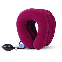 Cervical Neck Traction Device and Collar Brace, Inflatable and Adjustable Neck Support & Stretcher is Ideal for Spine Alignment and Chronic Neck Pain Relief (Red)