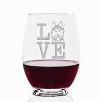 Love Siberian Husky Engraved Stemless 21 oz Wine Glass - 4pcs