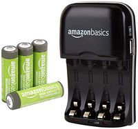 AmazonBasics AA High-Capacity Rechargeable Batteries (4-Pack) and Ni-MH AA & AAA Battery Charger With USB Port Set
