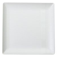 Exquisite Disposable-White-Plastic-Plates-Square Linear (40 Pack) Wedding Dinner Fancy Tableware Dishes (9 Inch, White) Single Size Set