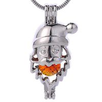 10pcs Santa Claus Silver Plated Pearl Bead Cages Hollow Locket Pendants for Jewelry Making - Oyster Pearls, Essential Oil Diffuser Charms，Fun Gifts