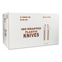 GENERATIONS Consumer MWKIW Wrapped Medium-Weight Cutlery, Knives, White, 6 1/4quot, 1000/Carton