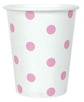 Just Artifacts Polka Dot Party Paper Cups (24pc, Baby Pink) - Paper Decorations for Birthday Parties, Weddings, Baby Showers, and Life Celebrations!