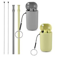 Vantic Collapsible and Reusable Silicone Straws, Portable Folding Drinking Straws, BPA Free with Travel Case & Cleaning Brush, Suitable for 20 or 30 oz Tumblers-Gray&Green