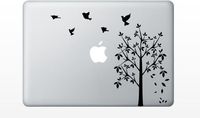 Birds Flying Tree Leaves Falling Funny Cute Decal Sticker for Apple MacBook Laptop pro and air 13" 15" 17" Models Black