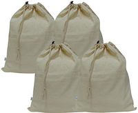 HB Cotton 16- by 19-inch Muslin Produce Messenger Laptop Bag Dust-Proof Cover with Drawstring Shoe Storage Bag, 4-Pack