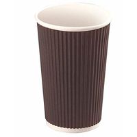 Rippled Paper Coffee Cup (Case of 25), PacknWood - Disposable Hot Cocoa Drink Cups (16 oz, 3.5" x 7.08") PK210GCR12N