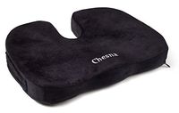 Chesna Coccyx Seat Cushion Premium Comfort Foam Pillow for Back Support, Tailbone and Sciatica Pain Relief - Non-Slip Bottom, Washable Cover and Handle for Travel and Portability - Black