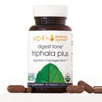 Organic Triphala - Digest Tone (Triphala Plus) | 60 Herbal Tablets - 1000 mg ea. | Premium Triphala with Cabbage Rose | Balancing Formula for Regular Elimination & Proper Digestion