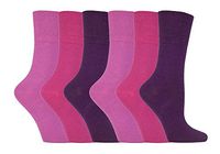Gentle Grip - 6 Pairs of Ladies Diabetic Socks - 5-9 us (Pink)