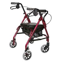 TYJ-USA Elderly Walker Elderly Travel Assisted Four-Wheeled Trolley Seat Can Be Folded Light Shopping Cart (Color : Red, Size : 4583-94cm)