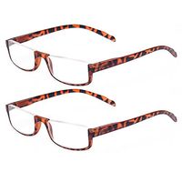 Reading glasses 2 Pair Half Moon Half Frame Readers Spring Hinge Men and Women Glasses (2 Pack Tortoise, 4.00)