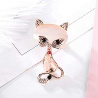 Cartoon Alloy Rhinestone Fox Animal Shape Brooch Pin Fashion Jewelry Women Gift Daily Popular Creation Aesthetic Party Girls Woman Womans Elegant Decoration