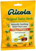 RICOLA SUGAR-FREE Throat Drops -Mountain Herb- Bag of 19