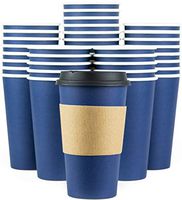 Disposable Coffee Cups With Lids - 16 oz To Go Coffee Cups (90 Set) With Sleeves and Tight Lids Prevent Leaks. Paper Hot Cup Holds Shape With Hot, Cold Drinks. Insulated to Protect Fingers from Heat!