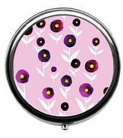 Qien BaiSei Flowers in Scandinavian Style Pill Box/Pill Case-Round Pill Box/Case- Three-Compartment Pill Box/Pill Case