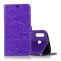 JUNXI Phone case Phone Cover Crazy Horse Texture Horizontal Flip Leather Case with Holder & Card Slots & Wallet & Photo Frame for Huawei Honor Y7 2019(Red) Full Body Protection (Color : Purple)