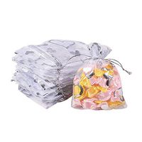 Pandahall 100 PCS 2.7x3.5 Inches Heart Printed White Organza Bags Jewelry Pouch Bags Organza Drawstring Pouches Wedding Favors Candy Gift Bags Valentine's Day