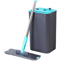 JKLJKL Flat Mop, 2-in-1 Floor Cleaning Bucket System with 360 ° Rotation, with Fiber Mop Pad