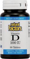 Natural Factors - Vitamin D3 1000 IU, Supports Healthy Bones, 90 Tablets