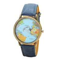 Fitfulvan Casual Design Women Dress Wrist Watch New Global Travel by Plane Map Quartz Watch BU