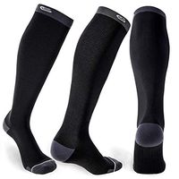 CS CELERSPORT 3 Pairs Compression Socks 20-30mmHg For Men and Women-Best Stockings For Running, Traveling, Shin Splints, Nurse, Athletic And Pregnancy Black&Grey S/M