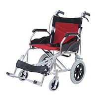 MEI Walker 24-inch Large Wheel Wheelchair, Self-propelled Collapsible with Toilet Bowl for The Elderly Disabled (Color : Red)
