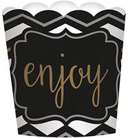 amscan Black, Gold, and Silver Chevron Scalloped Paper Favor Cups (24 ct)