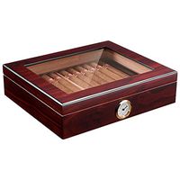 Mei Xu Cigar Box - Cigar Box moisturizing Fragrant Cedar Wood Transparent sunroof Built-in humidifier About 35 Sticks @ (Color : A)