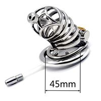 a-YUEYUE Stainless Steel Primary Color Circular Ring Metal Stainless Steel Lock Squatting Pants Silicone Plastic Device for Male, 3 Sizes Optional