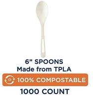100% Compostable Spoons by World Centric, Made from PLA, 6" Ice Cream Spoons (Pack of 1000)