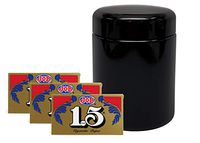 Job 1.5 Gold Rolling Papers (3 Packs), with Leaf Lock Gear Air-Tight UV Glass Stash Jar - 4 Item Bundle